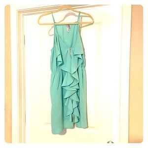 Teal ruffle dress